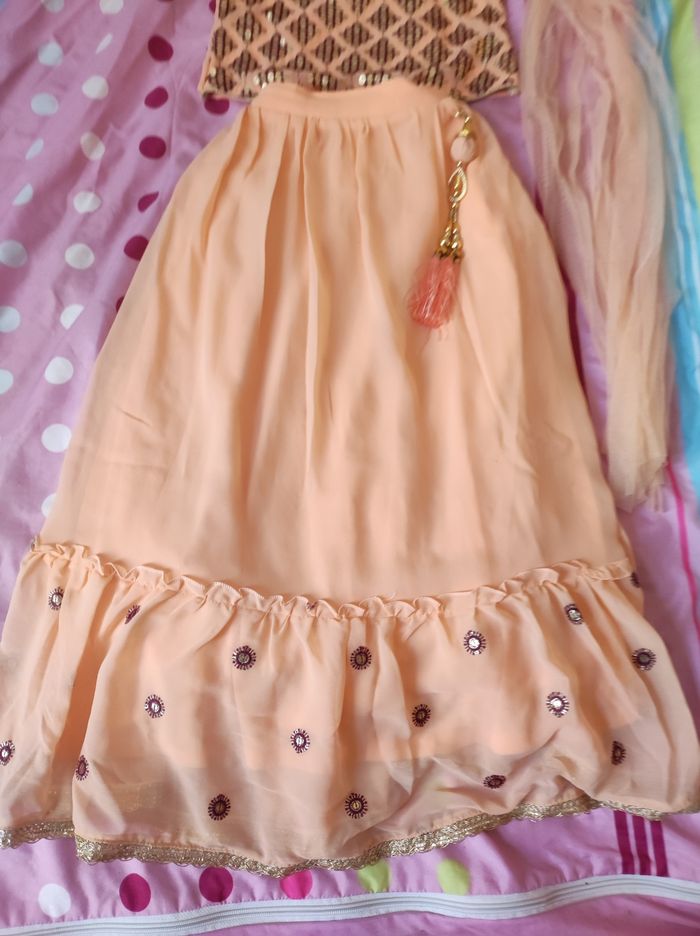 Ensemble 3 pièces lehanga (jupe, haut et foulard) - photo numéro 2