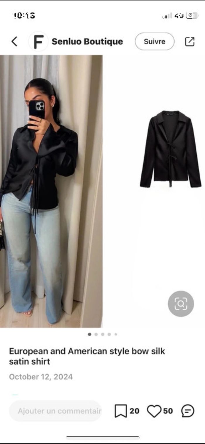 Chemise noir en satin