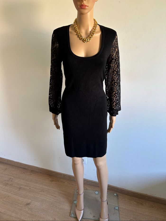 Robe pull noire neuve avec dentelle Morgan taille M (valeur 60€) - photo numéro 3