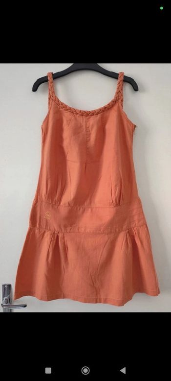 Robe orange/abricot à bretelles tressées taile 38 Pardon!