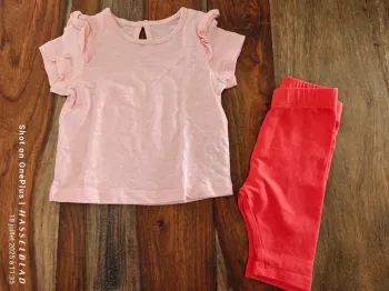 Ensemble t shirt rose legging 3/4
