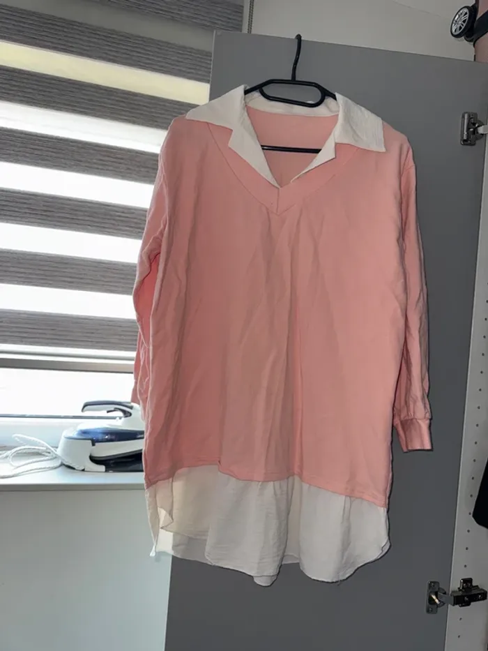 Pull femme taille unique rose blanc