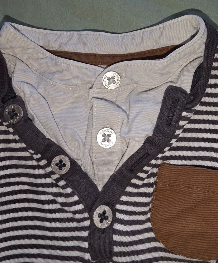 Tee-shirt ML blanc rayé noir #obaïbi 18 mois - photo numéro 4