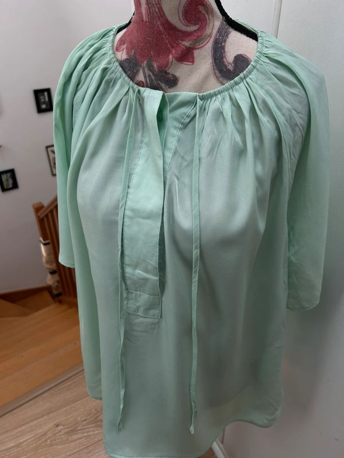 Tunique vert anis taille L h&m blouse été en viscose et polyester - photo numéro 5