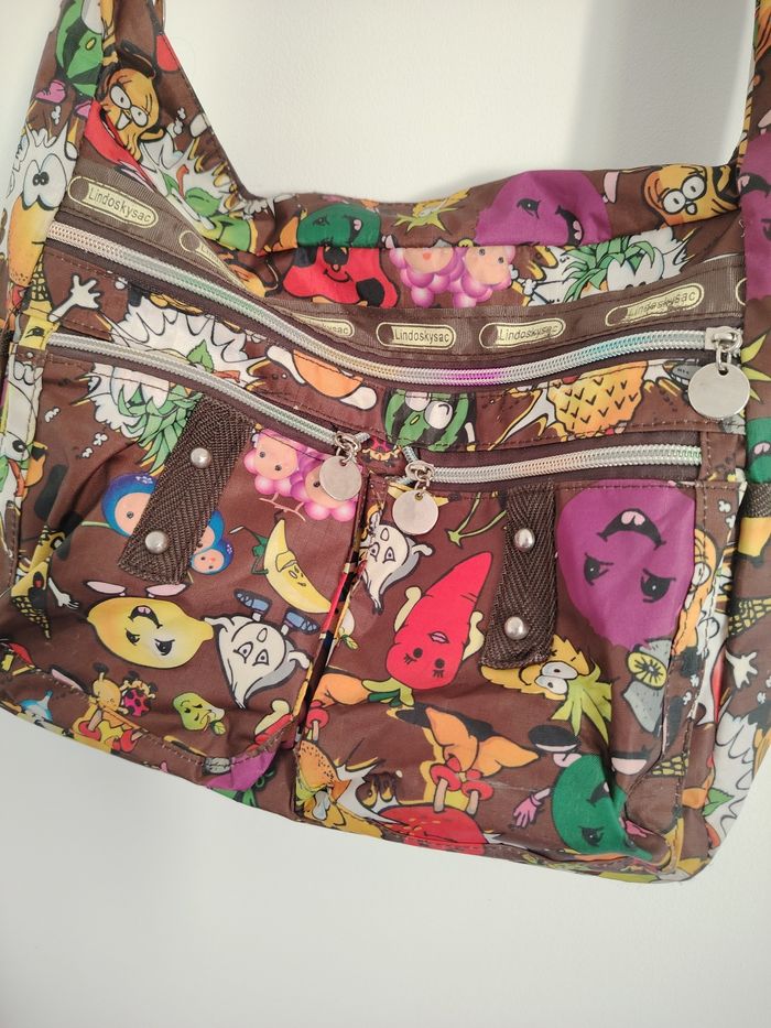 Sac bandoulière fantasie multi poches fruits et légumes rigolos - photo numéro 4