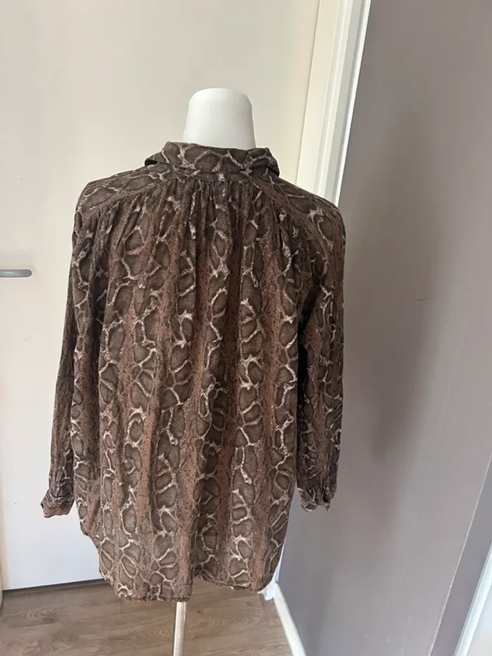Miya chemise, blouse, voile de coton, imprimer reptiles, léopard, femme, oversize taille unique - photo numéro 4