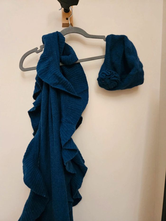 Ensemble écharpe bonnet bleu