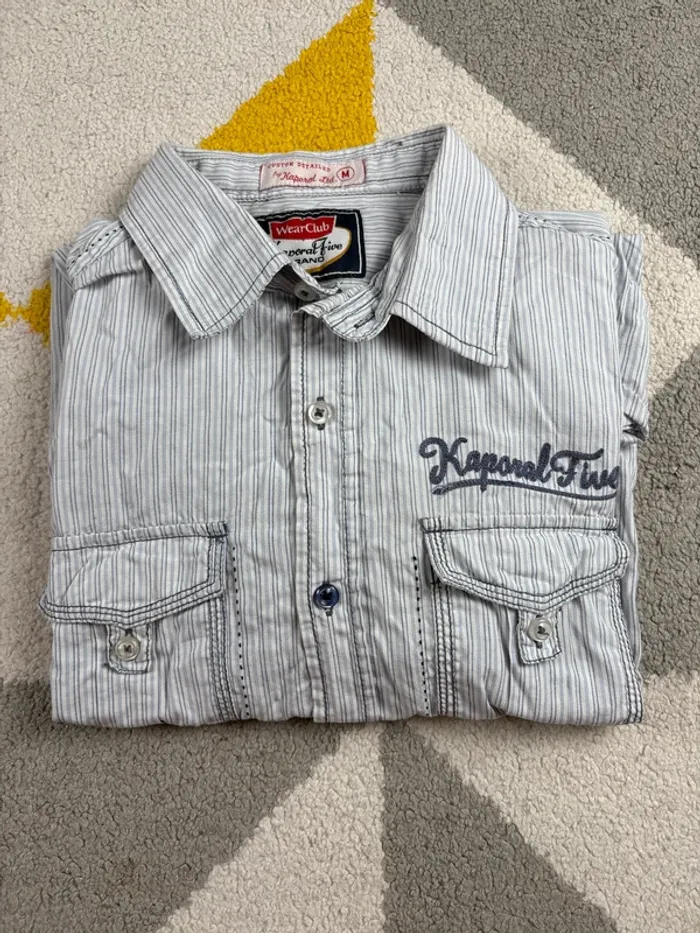 Chemise à rayures Kaporal | Blanc et bleu clair | Taille M