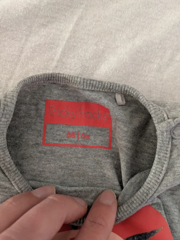 T-shirt Tricky Tracks - 6 mois (68 cm) - Gris Motif Lion - photo numéro 4