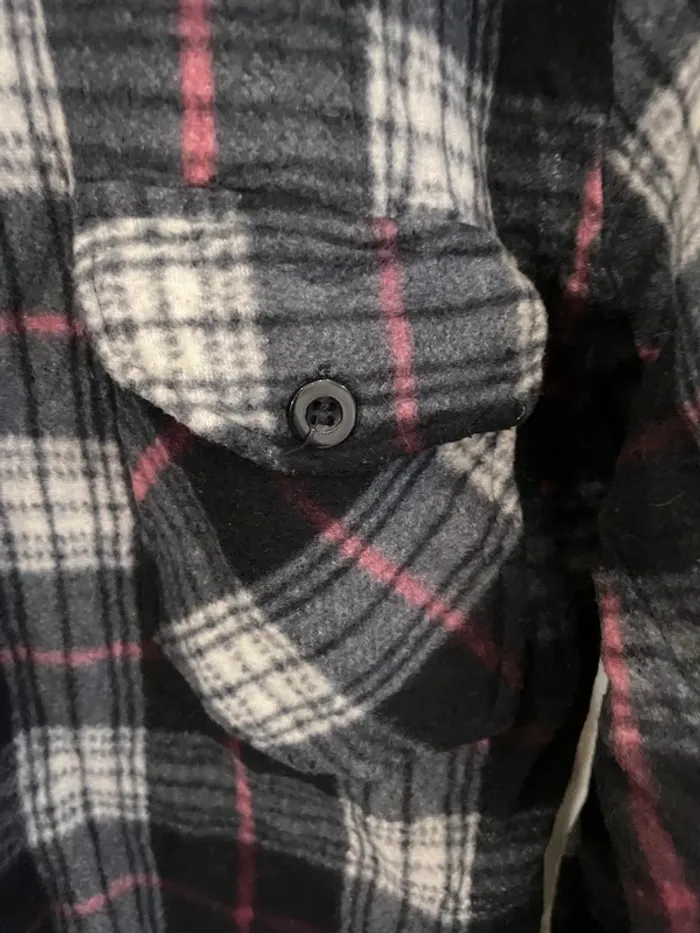 Lumberjack Flannel Plaid Polaire shirt chemise black white pink Womens M / L - photo numéro 5