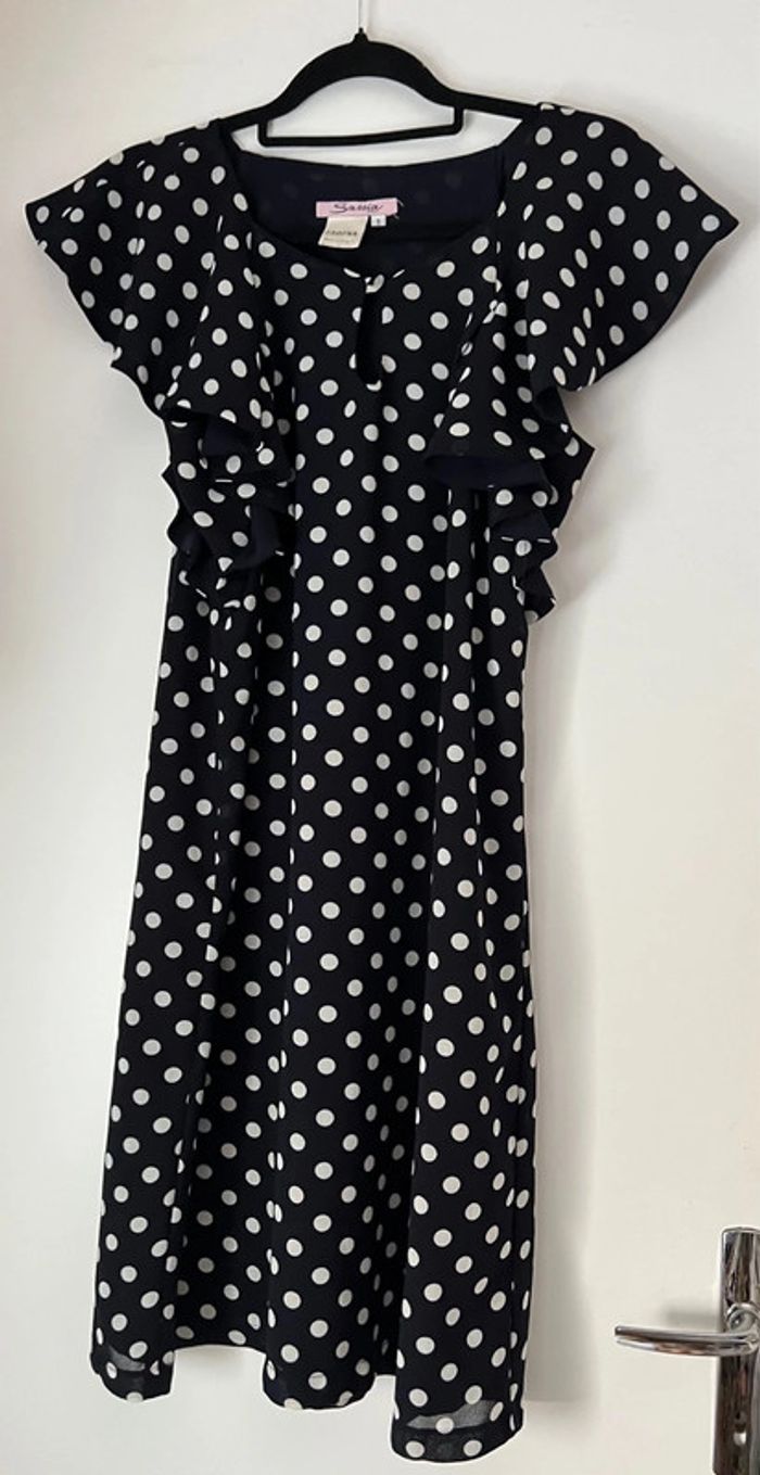 Robe droite imprimée pois avec volant Taille 36 - photo numéro 5