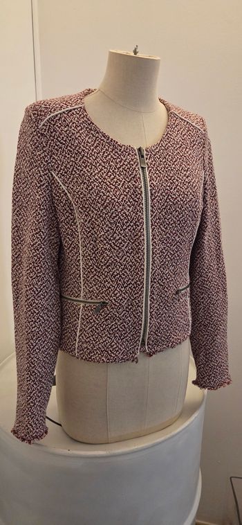 Veste IKKS femme 38 – style tweed chic & rock – zip argenté – comme neuve