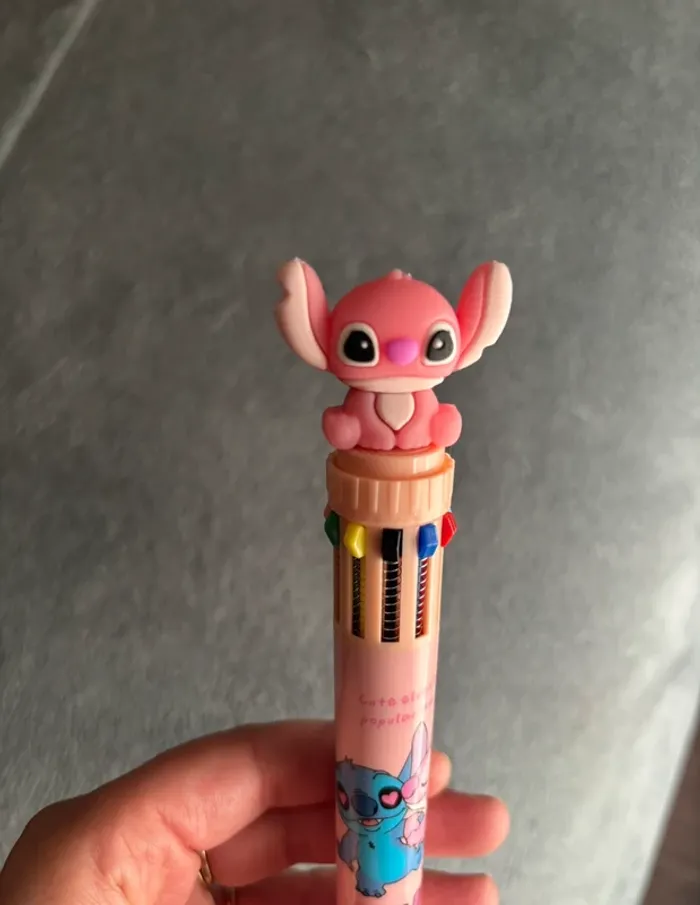 Crayon Stylo 10 couleurs Stitch rose – Neuf 🌸