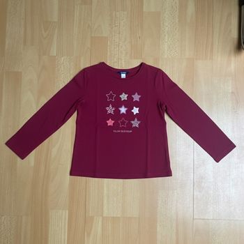 T‑shirt manches longues fille Okaïdi bordeaux étoiles – 6 ans (116 cm)