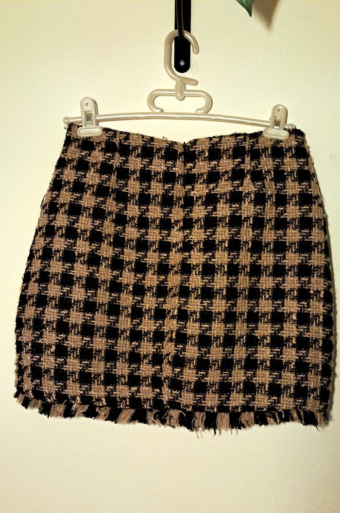Jupe tweed courte pied-de-poule – AMISU - photo numéro 3