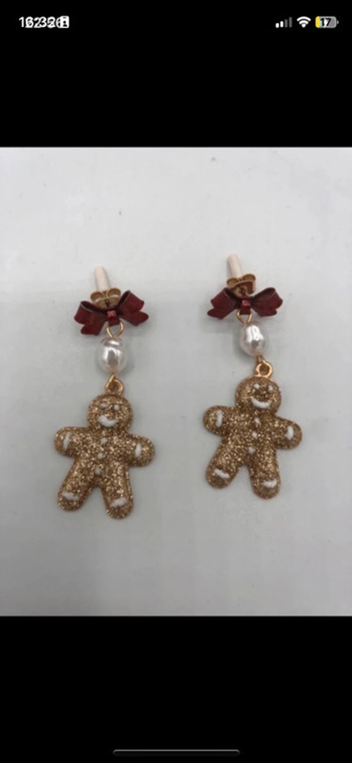 Jolie boucles d’oreilles bonhomme pain d’épices de Noël neuf