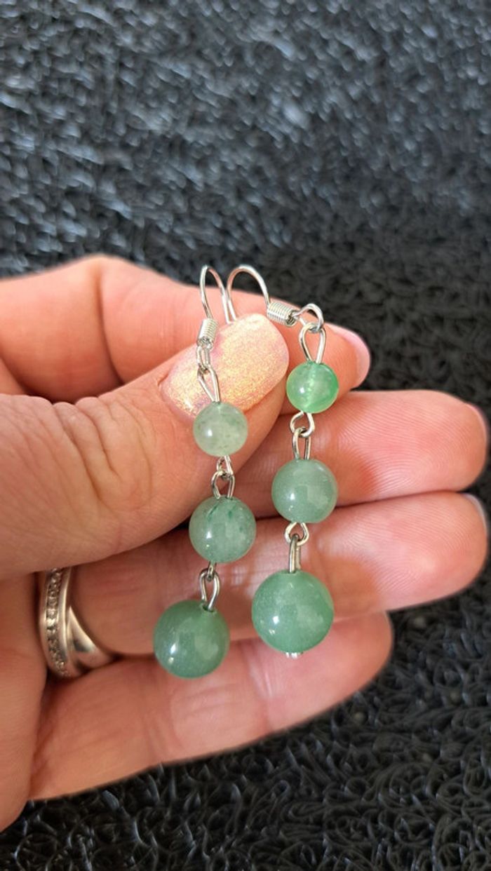 Boucles d'oreilles pierre aventurine - photo numéro 2