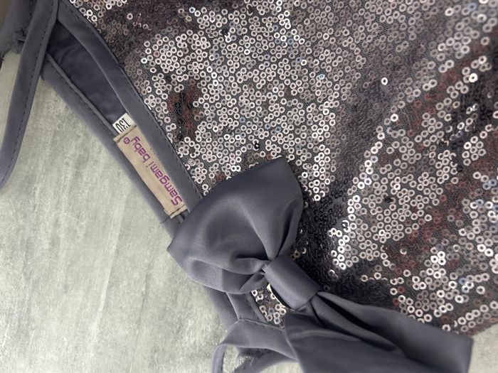 belle robe de cérémonie soirée fête fille 8 ans grise à strass - photo numéro 2