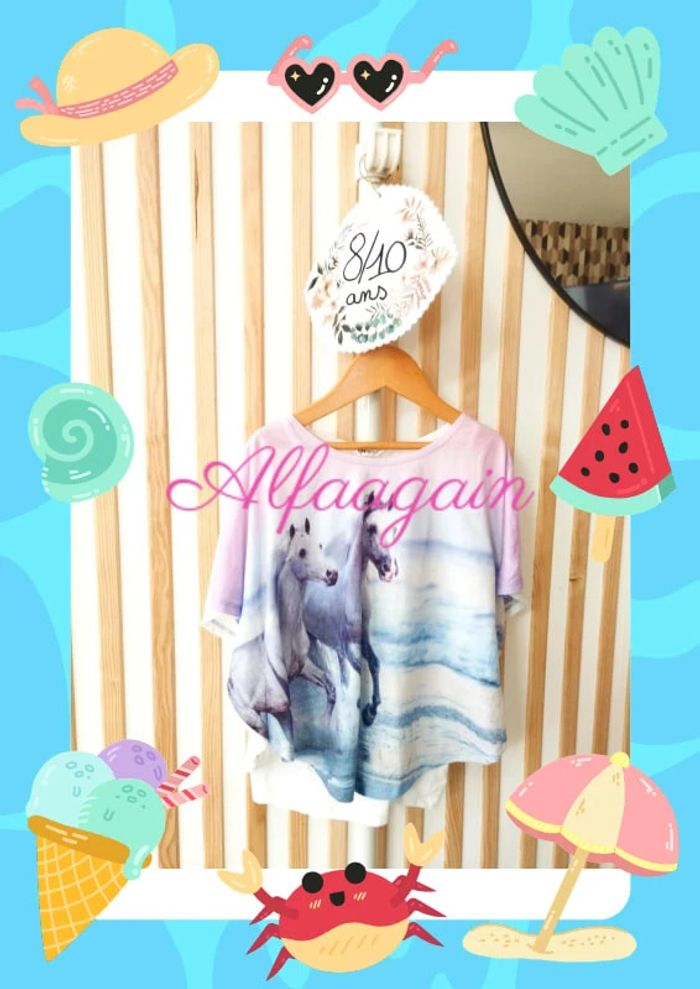 T-shirt poncho chevaux h&M 8/10ans