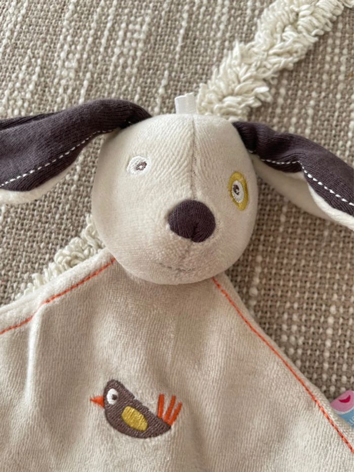 Peluche doudou plat 19cm sucre d’orge chien beige gris et marron très bon état - photo numéro 2