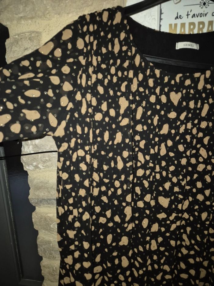 Très joli blouse longue ou robe plissée motif léopard Senes taille 46 - photo numéro 2