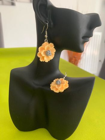 Boucles d’oreilles fleur jaune en résine