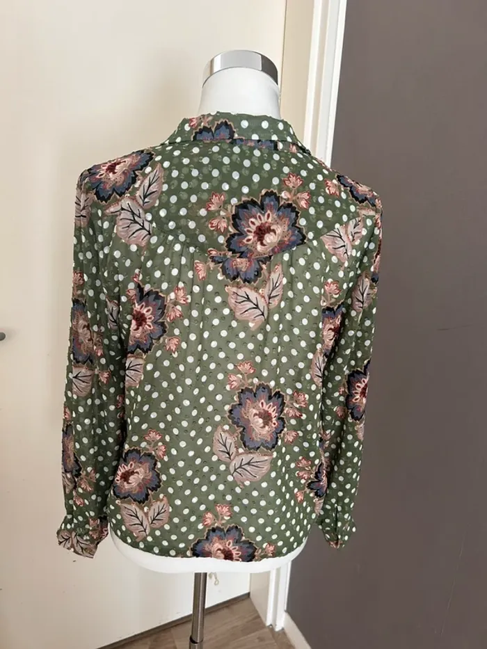 Reiko blouse haut voilée vert imprimée, femme, taille M/38 - photo numéro 5