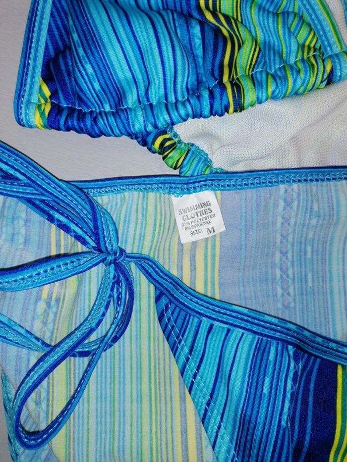 Maillot de bain bikini, bleu vert jaune, M - photo numéro 3