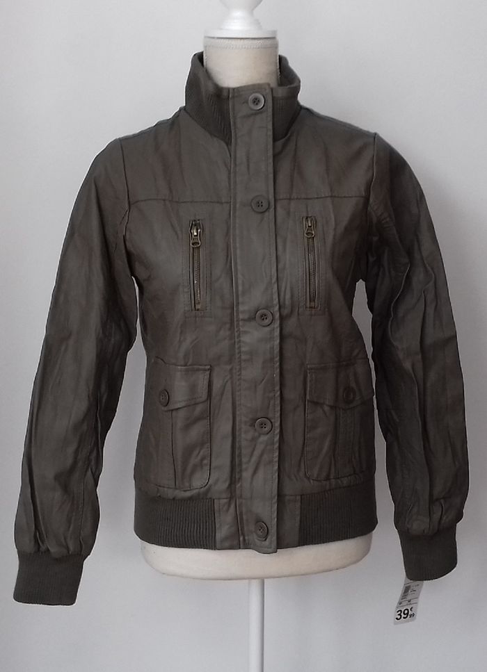 BLOUSON KAKI SIMILICUIR - KIABI - T.38 - NEUF