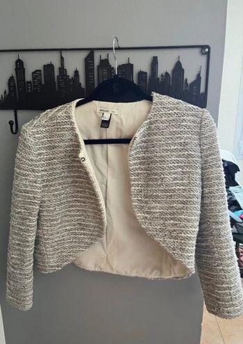 Veste MANGO rayé gris et blanche