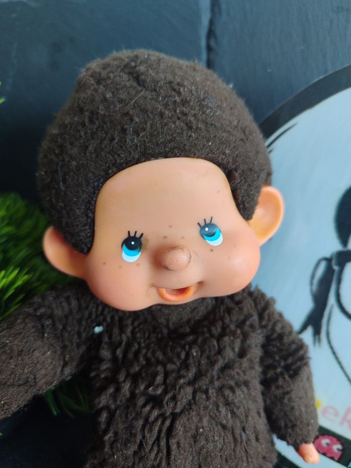 peluche kiki le vrai ajena singe marron yeux bleu ancien vintage sekiguchi 3563 - photo numéro 3