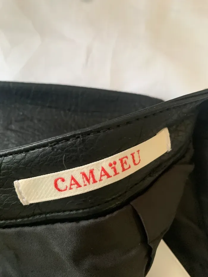 Jupe camaïeu simili cuir taille 38 motif fleurs - photo numéro 11