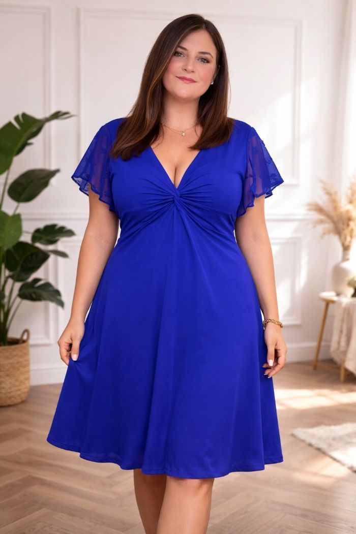 Robe patineuse d été manches courtes volantées bleu roi Femme taille 52 marque Boohoo 💍