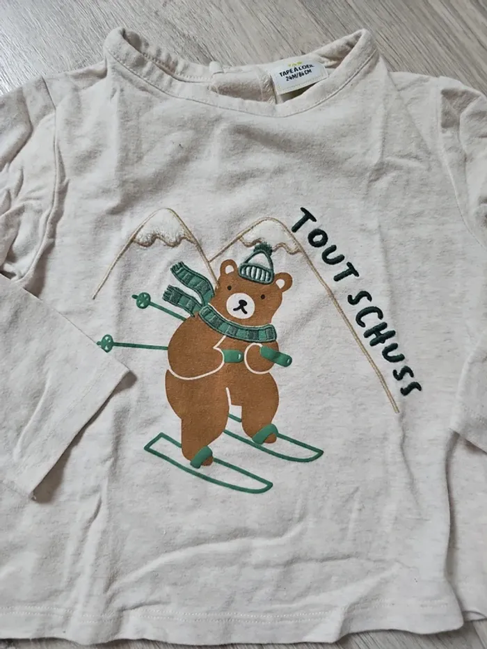Tee-shirt ours ski - Tape à l'œil - 24 mois/86 cm - photo numéro 2