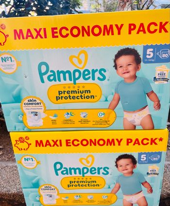 2 packs couche bébé Pampers premium T5
