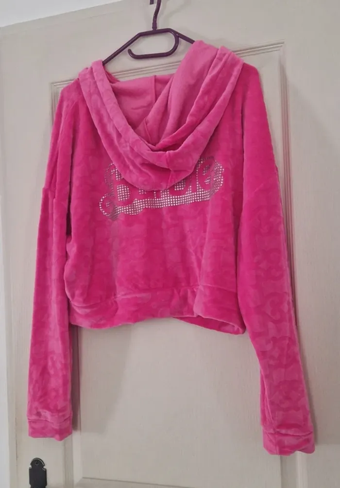 Veste à capuche Barbie velours et strass neuf avec étiquette - photo numéro 12