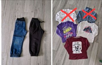 Lot 3 tee-shirt manche longue et 2 pantalons, taille 4 ans