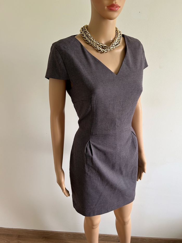 Robe pied de poule à manches courtes La City taille 40 TBE - photo numéro 2