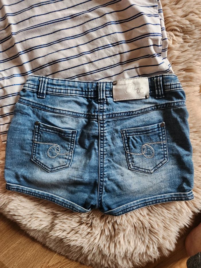 Ensemble tshirt + short en jean kiabi 10ans - photo numéro 2