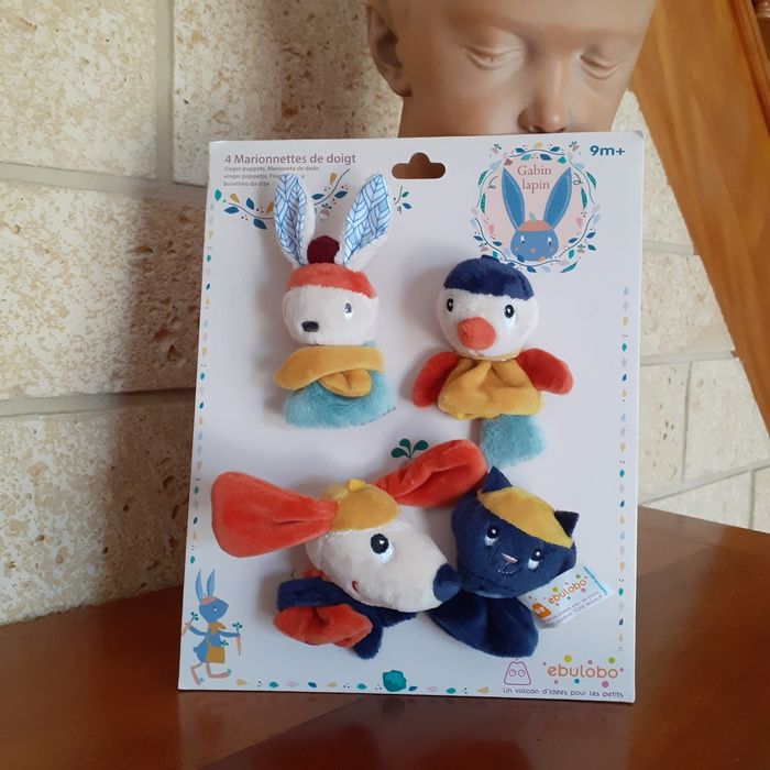 Lot Marionnettes à doigt: Canard+ Chien+ Lapin+ Chat