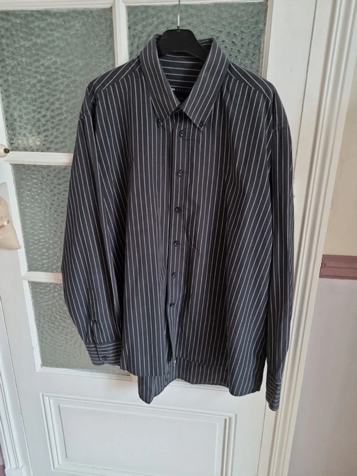 Chemise noir rayée blanc Brice