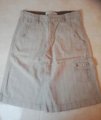 Bermuda beige à fines rayures