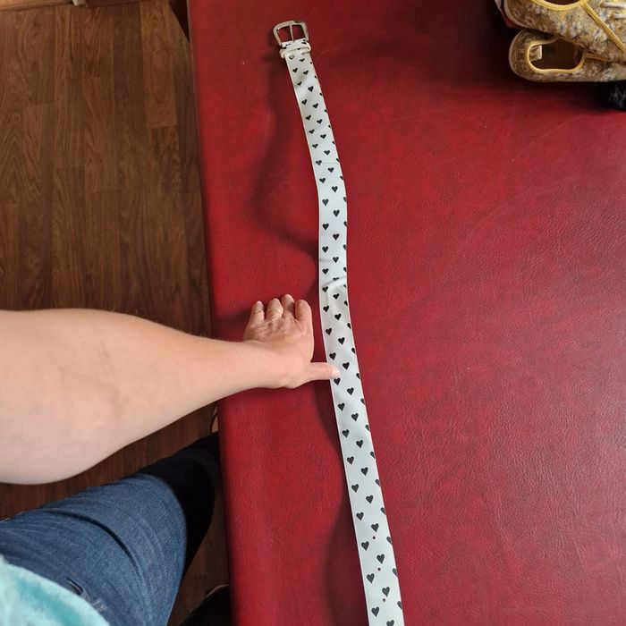 105cm ceinture blanche à cœur noir - photo numéro 2
