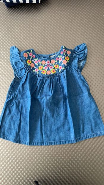 Blouse jean et fleurs 9/12 mois
