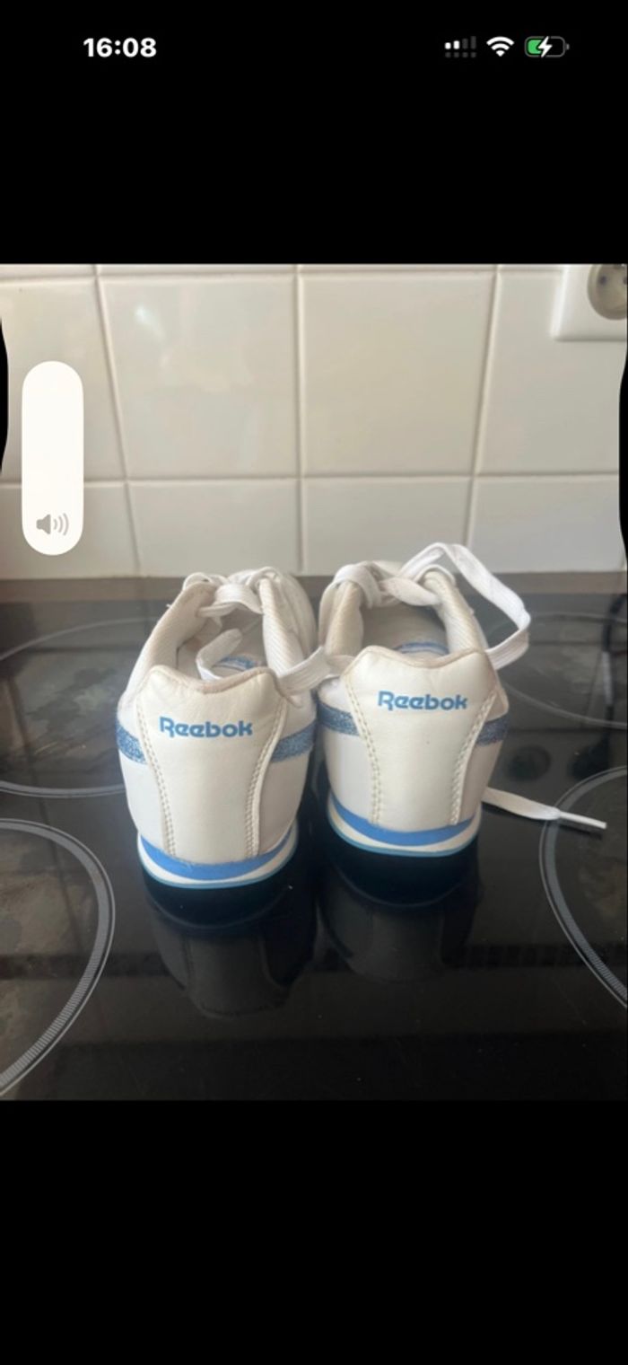 Baskets Reebok vintage blanches & bleues pailletées - photo numéro 4