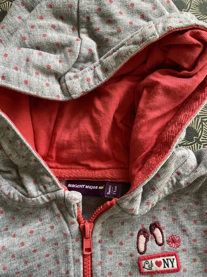 gilet zippé à capuche 9 mois - photo numéro 2