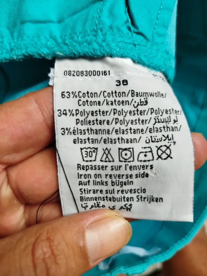 👖 pantacourt femme vert d'eau La Halle taille 38 - photo numéro 4