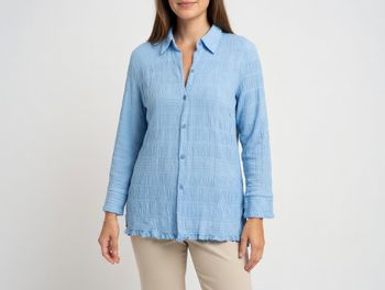 chemisier manches longues bleu Taille 40 Damart (traces mineures en photo, col très légèrement marqu