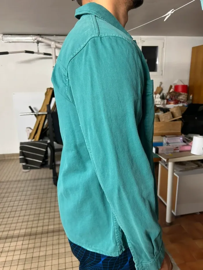 Chemise en jean veste bleu canard Zara XL - photo numéro 2