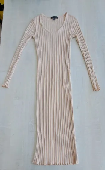 Robe pull maxi longue Primark - taille 36 - écru - côtelée - moulante - automne hiver